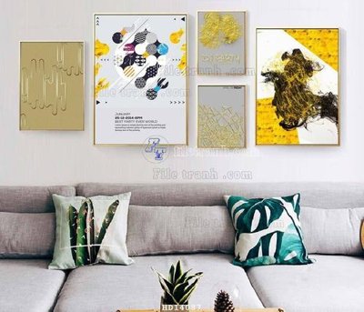 File gốc File bộ tranh treo hiện đại HD14087 (in lụa) cao cấp