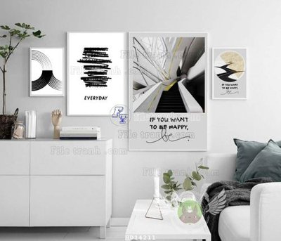 File in trần File bộ tranh treo hiện đại HD14211 (bản gốc) mây trời