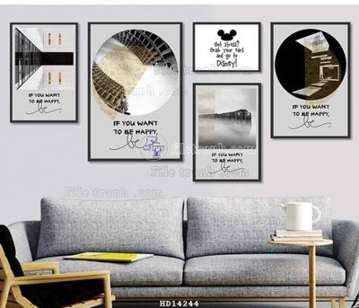 File tranh File bộ tranh treo hiện đại HD14244 (file gốc) chủ đề phong thủy