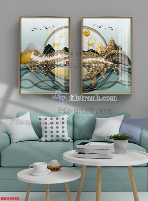 Download file File tranh bộ hiện đại HD20068 (gốc) in mica đèn LED