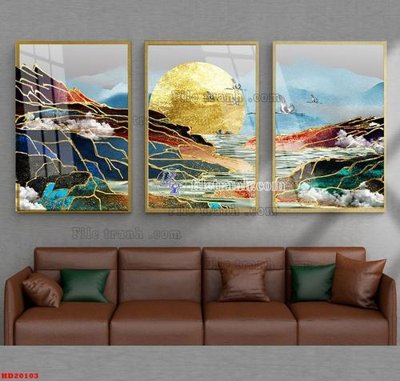 Download file gốc File tranh bộ hiện đại HD20103 (in mica) trong suốt