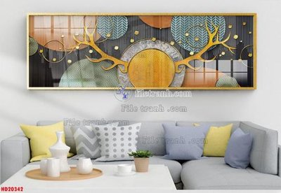 File gốc File tranh bộ hiện đại HD20342 (in lụa) tranh mã đáo