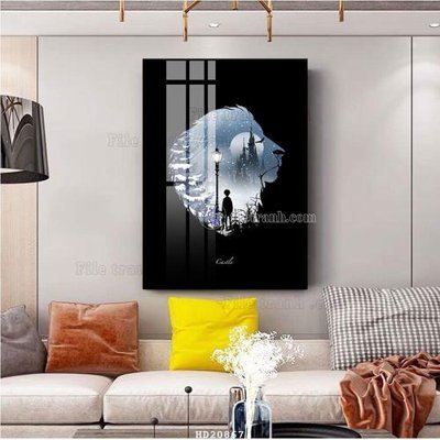 Tải file File tranh hiện đại pha lê gương HD20867 (gốc) chủ đề hoa sen