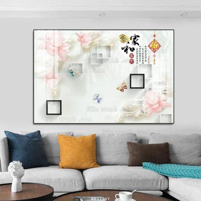 File gốc File tranh hiện đại pha lê gương HD22207 (in lụa) tranh mã đáo