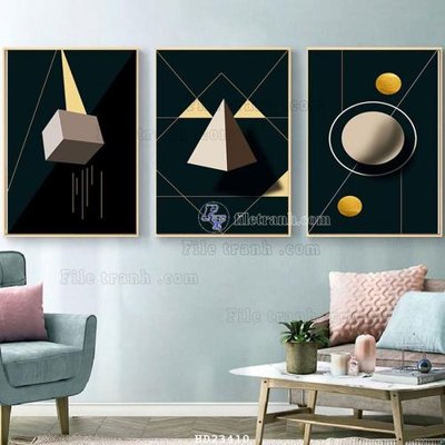 Ảnh gốc File bộ tranh treo hiện đại HD23410 (nét căng) in mica