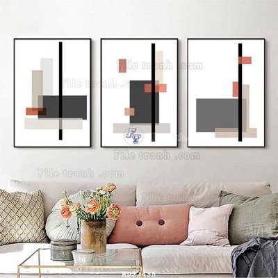 Hình ảnh file gốc in lụa File bộ tranh treo hiện đại HD23435