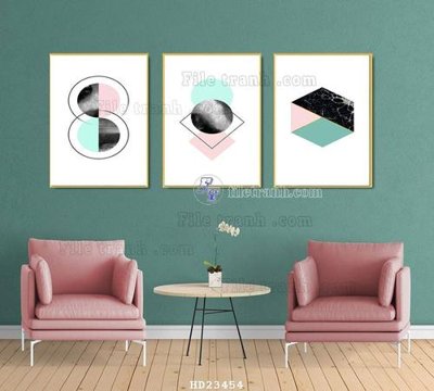 Tải file File bộ tranh treo hiện đại HD23454 (gốc) chủ đề hoa sen