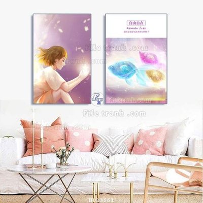 Hình ảnh file gốc in trần nhà File bộ tranh treo hiện đại HD23561