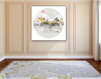 File gốc File tranh treo hiện đại HD3153 (in lụa) hoa văn cổ điển