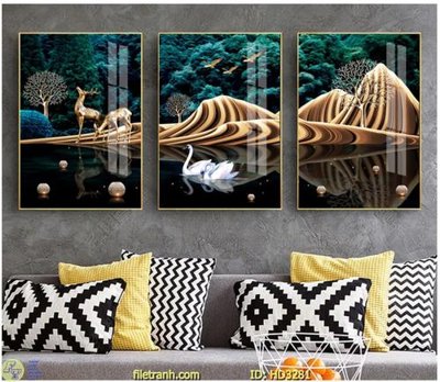 Download file File tranh treo hiện đại HD3281 (gốc) in mica đèn LED