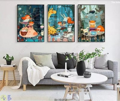 File gốc File tranh bộ hiện đại HD3737 (in lụa) trang trí tường