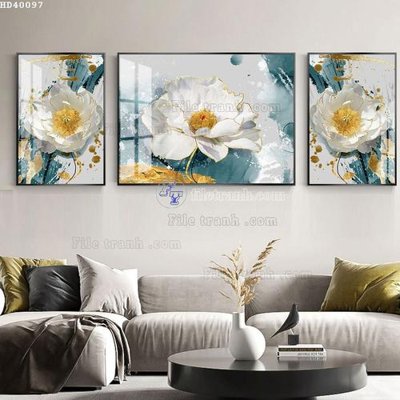 File in trần File bộ tranh treo hiện đại HD40097 (bản gốc) hoa văn