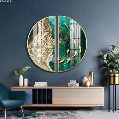 File tranh File bộ tranh treo hiện đại HD40098 (bản gốc) in lụa dán tường