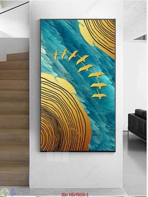 File gốc File tranh treo hiện đại HD4018 (in lụa) họa tiết 3D