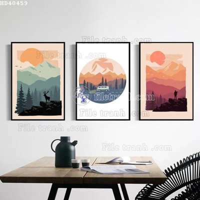 File tranh File bộ tranh treo hiện đại HD40459 (gốc) chủ đề thiên nhiên