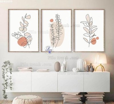File gốc File bộ tranh treo hiện đại HD40499 (in tráng gương) nghệ thuật