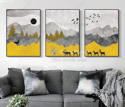 File tranh ảnh gốc File bộ tranh treo hiện đại HD40722 dùng cho in khổ lớn