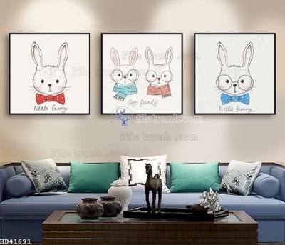 Ảnh gốc File bộ tranh treo hiện đại HD41691 (nét căng) in mica