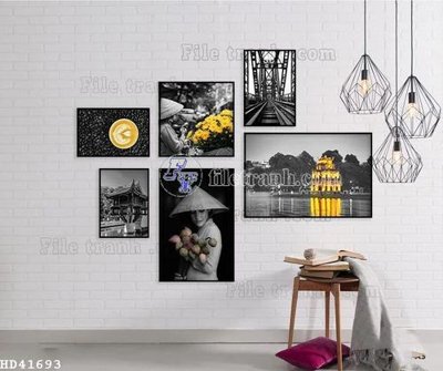 File gốc File bộ tranh treo hiện đại HD41693 (chuẩn màu) cho in offset
