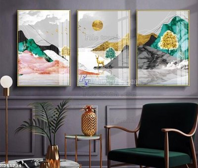 File tranh File bộ tranh treo hiện đại HD41734 (bản gốc) treo phòng ăn