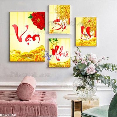 File ảnh File bộ tranh treo hiện đại HD41868 (gốc) in backdrop sự kiện