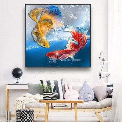 Ảnh gốc File bộ tranh treo hiện đại HD42038 (nét căng) in mica