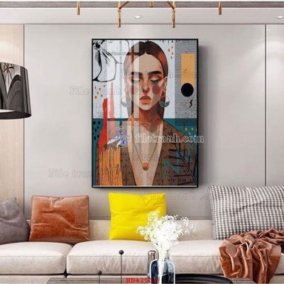 File gốc File tranh hiện đại treo tường HD42512 (in lụa) tranh mã đáo