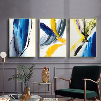 File gốc Tranh bộ hiện đại HD4747 (in tráng gương) ốp tường