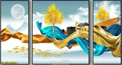 File tranh gốc in trần nhà Tranh bộ hiện đại HD4808 3D