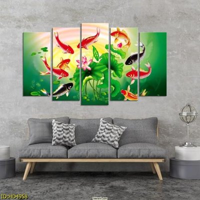 File gốc File tranh bộ hiện đại HD4958 (in lụa) hoa văn cổ điển