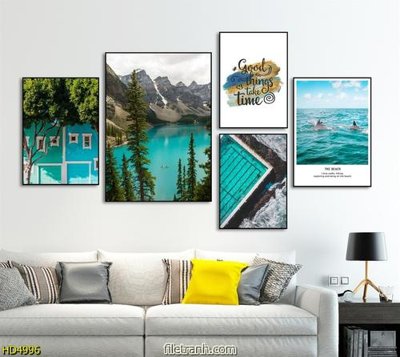 File tranh File tranh bộ hiện đại HD4996 (bản gốc) in lụa dán tường