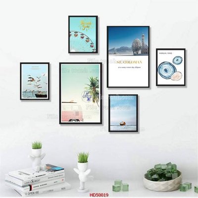 Hình ảnh file gốc in trần nhà File tranh treo bộ 6 tấm bắc âu HD50019