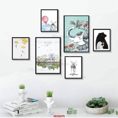 File tranh gốc File tranh treo bộ 6 tấm bắc âu HD50079 (bản quyền) độc đáo