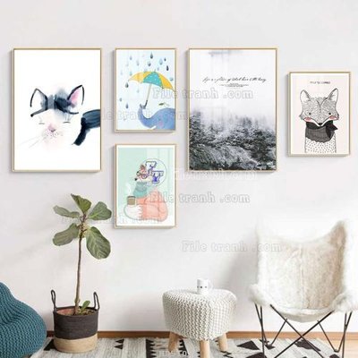 Download file File tranh bộ 5 tấm hiện đại HD51025 (gốc) cho xưởng in