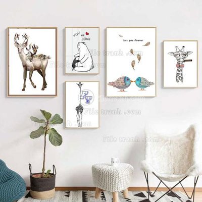 Tải file File tranh bộ 5 tấm hiện đại HD51028 (gốc) làm file thiết kế