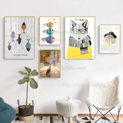 Tải file File tranh bộ 5 tấm hiện đại HD51034 (ảnh gốc) in tráng gương