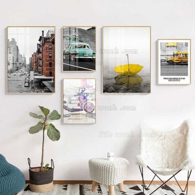 Tải file File tranh bộ 5 tấm hiện đại HD51051 (gốc) in trên mọi chất liệu