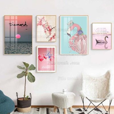 Tải file gốc File tranh bộ 5 tấm hiện đại HD51053 (in khổ lớn) không mờ