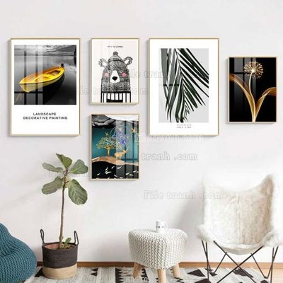 Tải file File tranh bộ 5 tấm hiện đại HD51055 (ảnh gốc) file TIFF