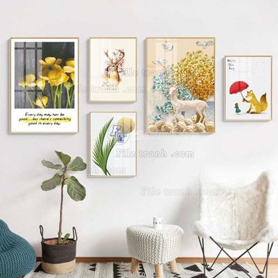 File gốc File tranh bộ 5 tấm hiện đại HD51057 (in tráng gương) hiện đại