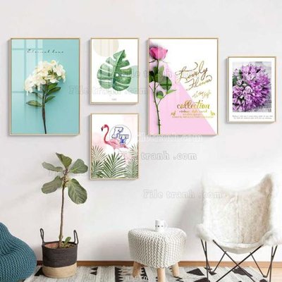 File tranh File tranh bộ 5 tấm hiện đại HD51058 (bản gốc) treo tường