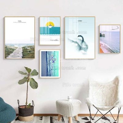 File gốc in ấn File tranh bộ 5 tấm hiện đại HD51063 độ phân giải cao