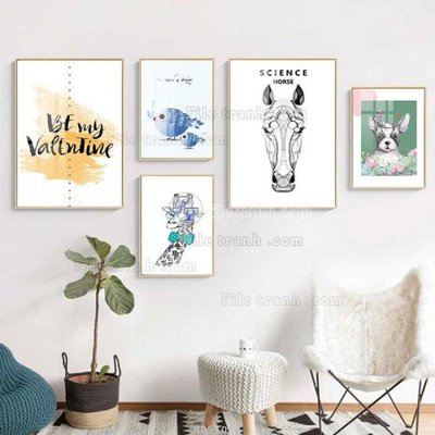 File ảnh gốc File tranh bộ 5 tấm hiện đại HD51064 (chuyên in mica)