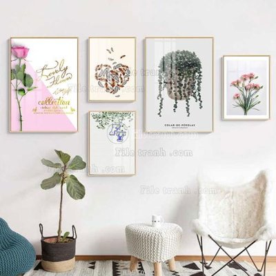 Download file gốc File tranh bộ 5 tấm hiện đại HD51070 (in lụa) tranh 3D