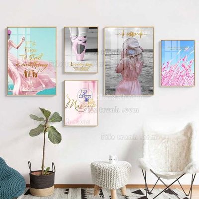 File gốc File tranh bộ 5 tấm hiện đại HD51071 (bản quyền) cho in ấn