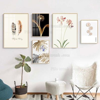 Hình ảnh file gốc in lụa File tranh bộ 5 tấm hiện đại HD51075