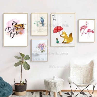 Hình ảnh gốc File tranh bộ 5 tấm hiện đại HD51077 (để in khổ lớn)