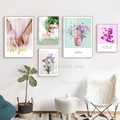 File gốc File tranh bộ 5 tấm hiện đại HD51084 (PSD/TIFF) độ phân giải cao