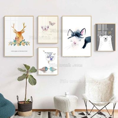 File gốc File tranh bộ 5 tấm hiện đại HD51086 (cho in ấn) từ kho Filetranh