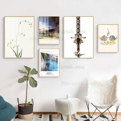 File ảnh File tranh bộ 5 tấm hiện đại HD51117 (gốc) in Hiflex